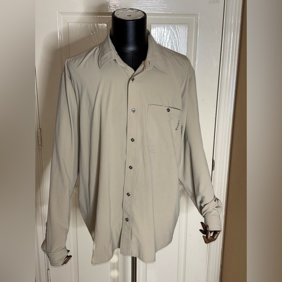 Men's Orvis Button Down XL Tan Brown Long Sleeve Polyester, And Spandex Shirt - Picture 5 of 9